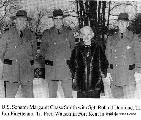 1964 - Troop F Troopers pose with Senator Margaret Chase Smith